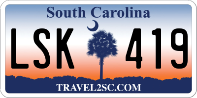 SC license plate LSK419