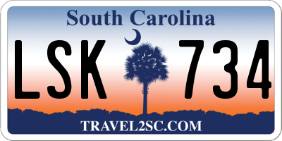 SC license plate LSK734