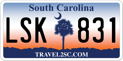 SC license plate LSK831