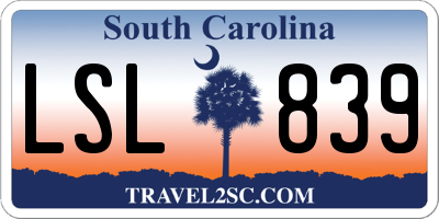 SC license plate LSL839