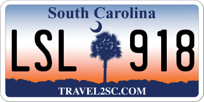 SC license plate LSL918
