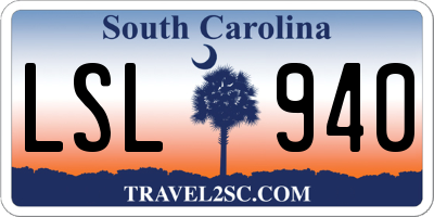 SC license plate LSL940