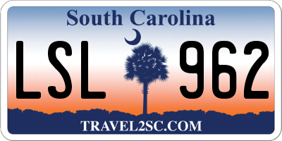 SC license plate LSL962
