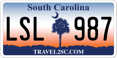 SC license plate LSL987