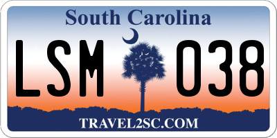 SC license plate LSM038