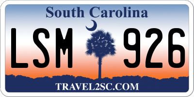 SC license plate LSM926