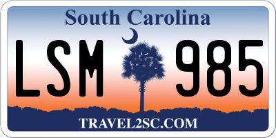 SC license plate LSM985