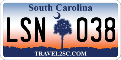 SC license plate LSN038