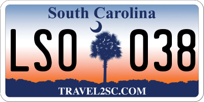 SC license plate LSO038