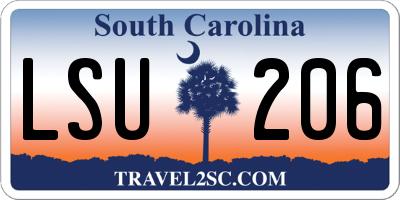 SC license plate LSU206
