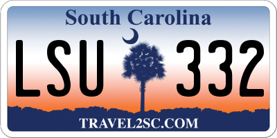 SC license plate LSU332