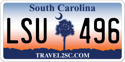 SC license plate LSU496