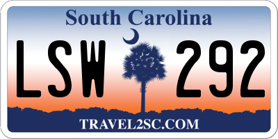 SC license plate LSW292