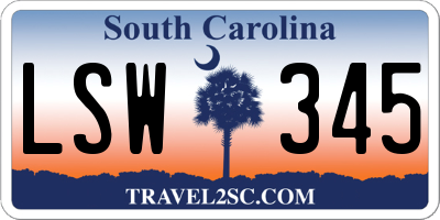 SC license plate LSW345
