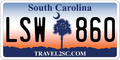 SC license plate LSW860