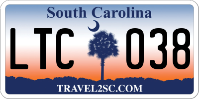SC license plate LTC038