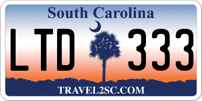 SC license plate LTD333