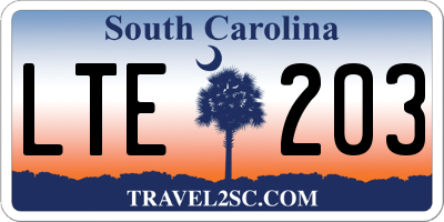 SC license plate LTE203
