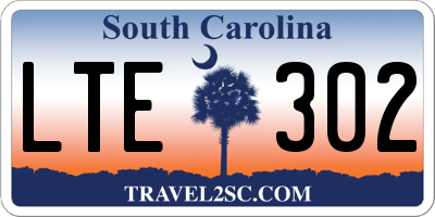 SC license plate LTE302