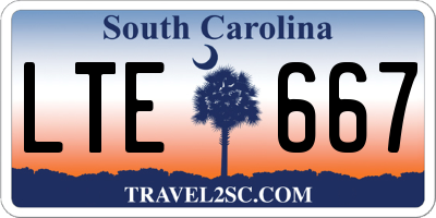 SC license plate LTE667