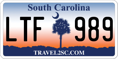 SC license plate LTF989