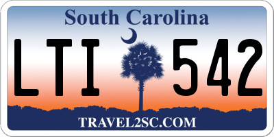 SC license plate LTI542