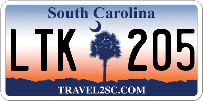 SC license plate LTK205