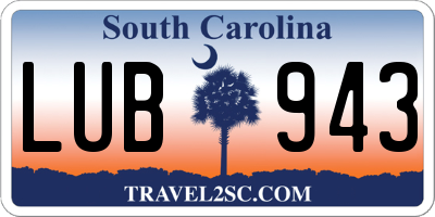 SC license plate LUB943