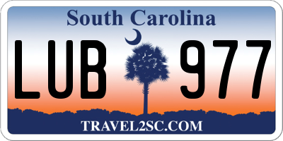SC license plate LUB977