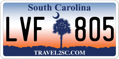 SC license plate LVF805