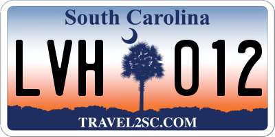 SC license plate LVH012