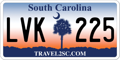 SC license plate LVK225