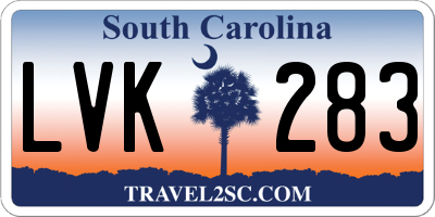 SC license plate LVK283