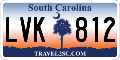 SC license plate LVK812