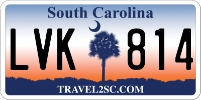 SC license plate LVK814