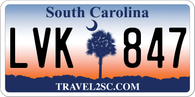 SC license plate LVK847