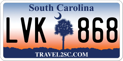 SC license plate LVK868