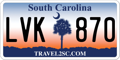 SC license plate LVK870