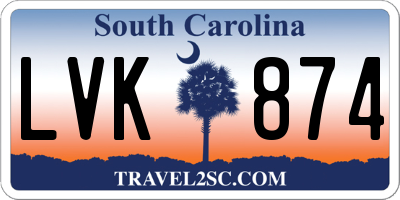 SC license plate LVK874