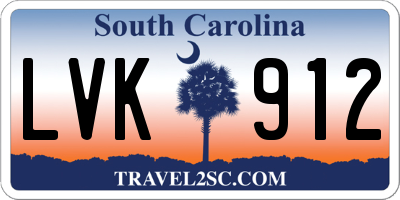 SC license plate LVK912