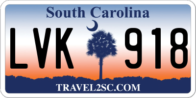 SC license plate LVK918
