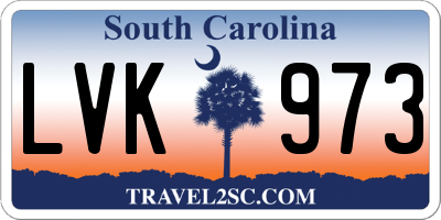 SC license plate LVK973