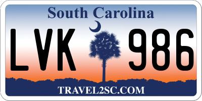 SC license plate LVK986