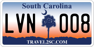 SC license plate LVN008