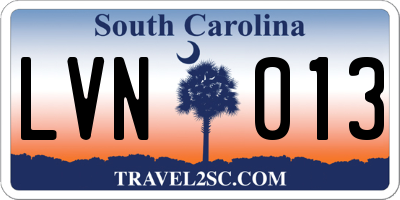 SC license plate LVN013