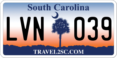SC license plate LVN039