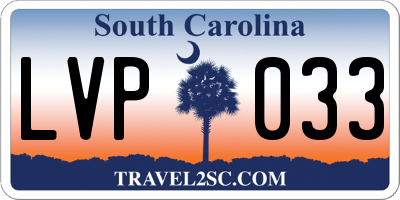 SC license plate LVP033