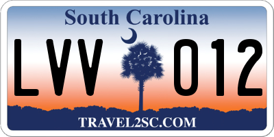 SC license plate LVV012