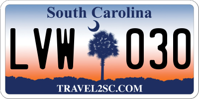 SC license plate LVW030