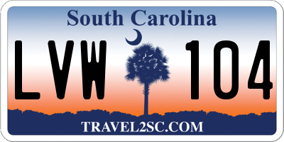 SC license plate LVW104